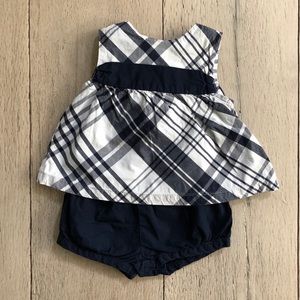 Blue and White Plaid with Bow Set